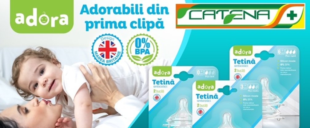 Brandul Adora este cel mai nou membru al familiei de produse disponibile la Catena, expresia dragostei şi grijii pentru micuți