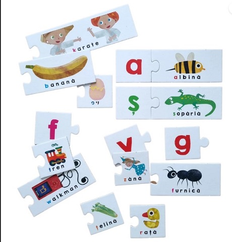 Puzzle tactil cu literele alfabetului de la HEADU Montessori