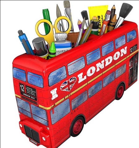 puzzle 3 D autobuz rosu Londra plus suport recuzita de birou